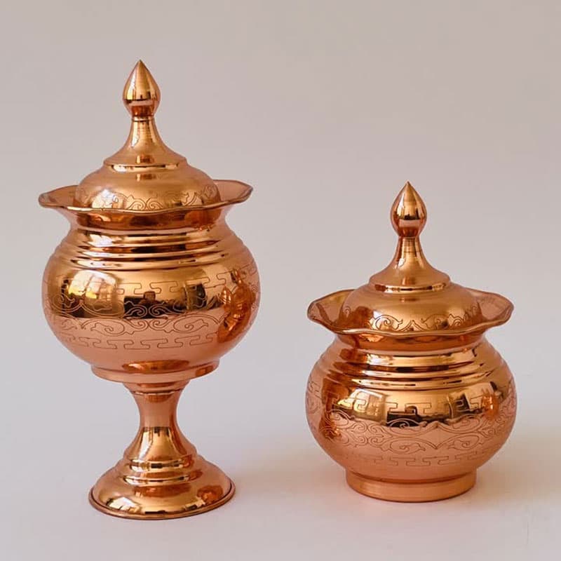 قندان مسی لیزری لب چین پایه دار کد ZH332.1 — تصویر ۶