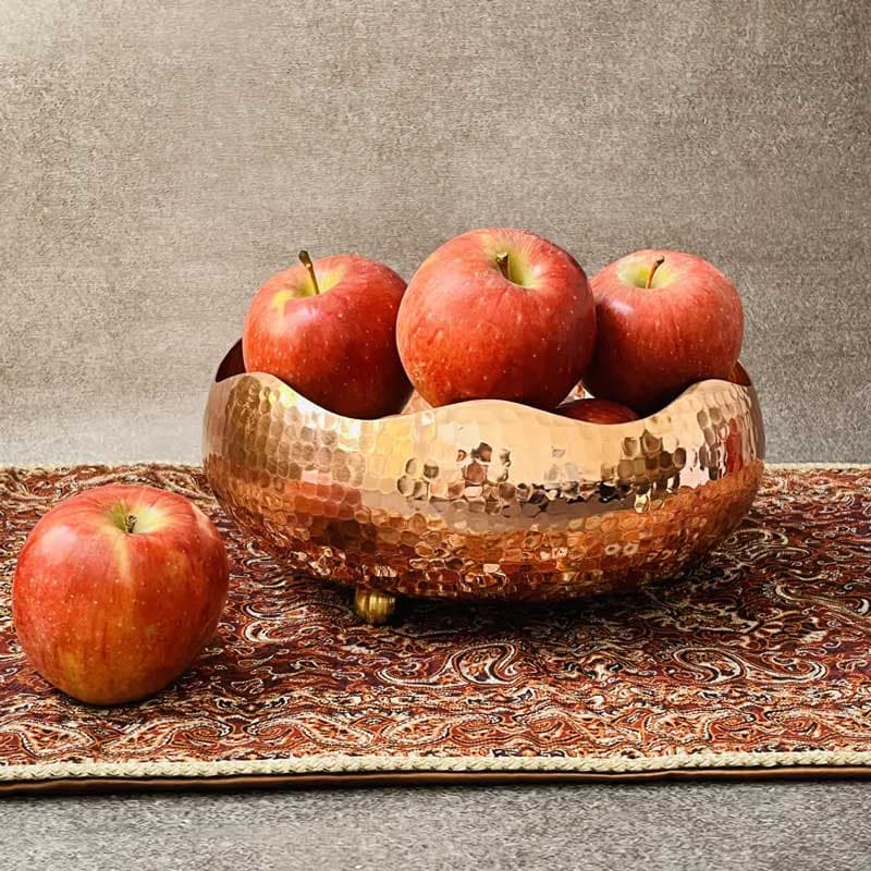 میوه خوری مسی سه پایه دار طرح لاله با کد ZH422.3 — تصویر ۲