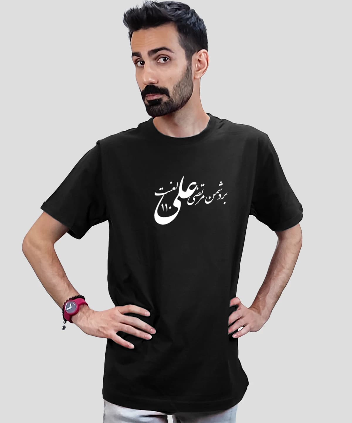 تیشرت مردانه و زنانه مذهبی طرح بر دشمن مرتضی علی لعنت — تصویر ۴