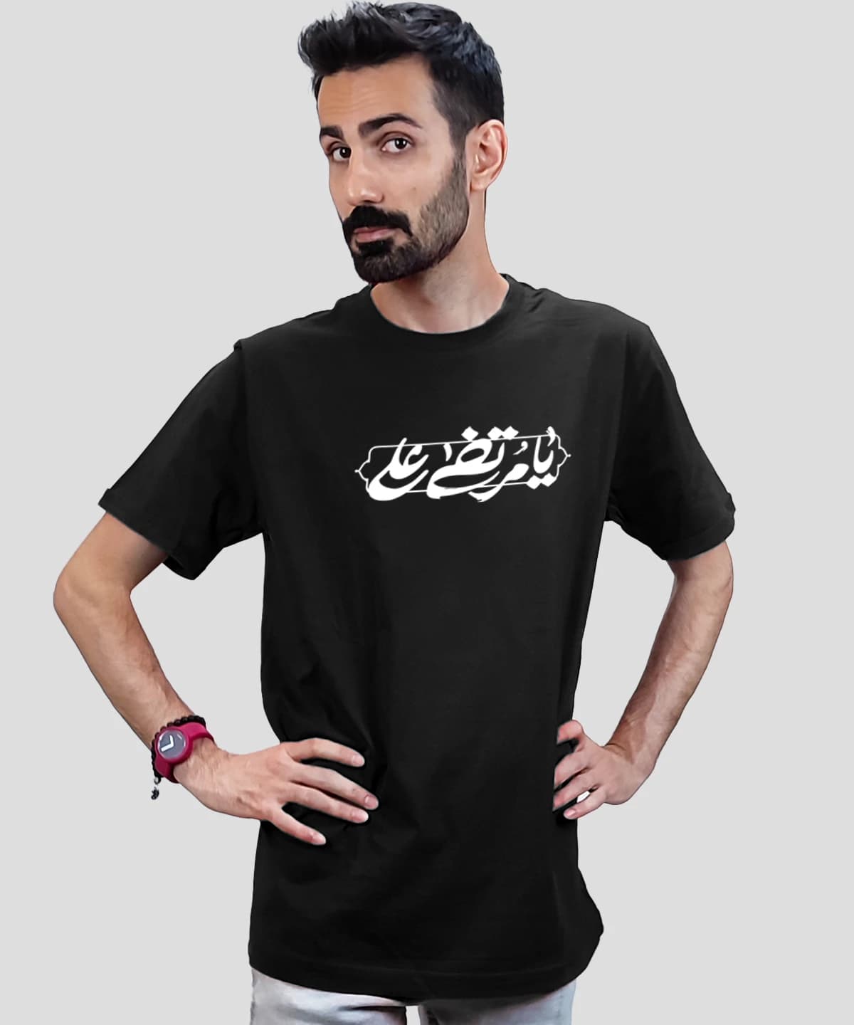تیشرت مردانه و زنانه مذهبی طرح یا مرتضی علی کد 518