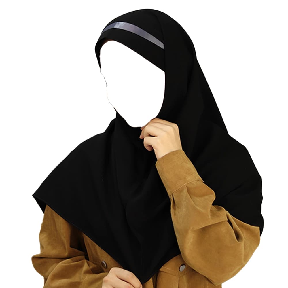 مقنعه تل دار 100 کرپ ایرانی مشکی تل مشکی کد 2901 — تصویر ۲