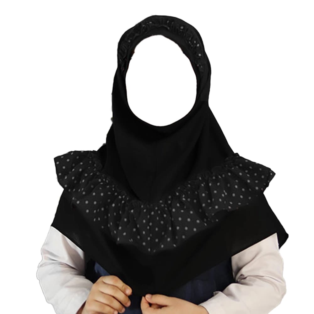 مقنعه چین دار بچه گانه ژورژت مشکی چین مشکی کد 3002