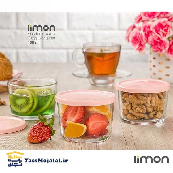 ظرف شیشه ای دربدار 190 میلی لیتر لیمون — تصویر ۲