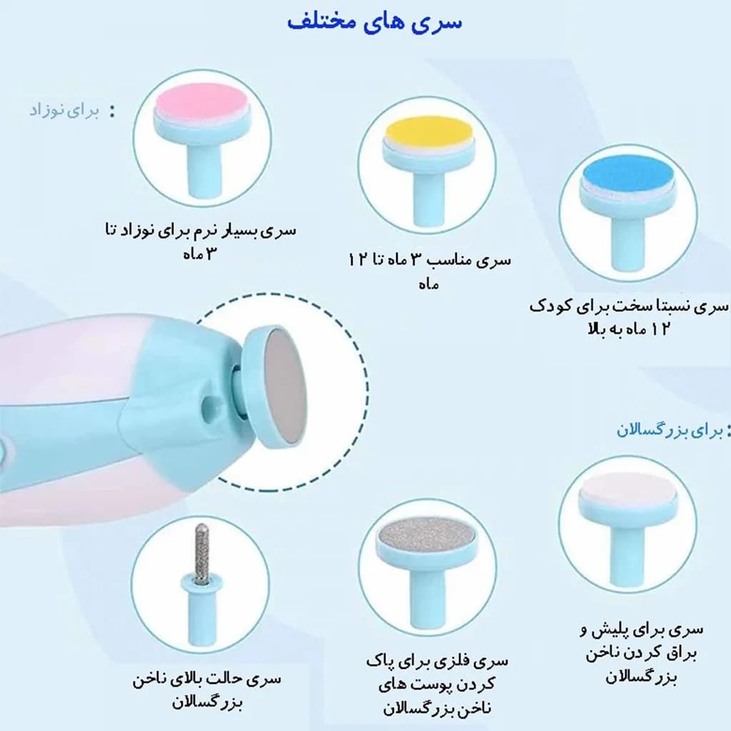 سوهان برقی 6 تکه Baby Nail Trimmer — تصویر ۴
