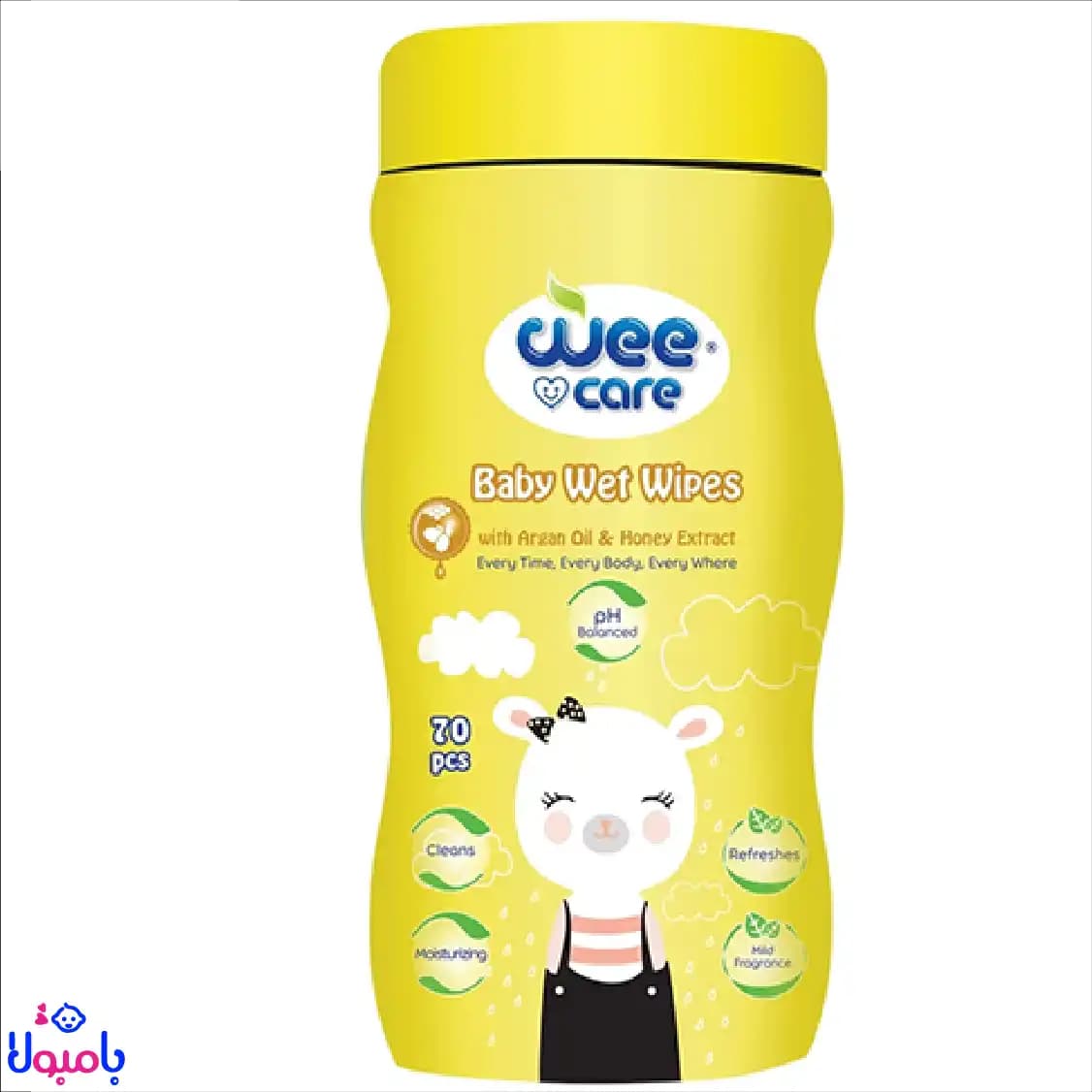 دستمال مرطوب کودک وی کر 70 عددی حاوی عصاره عسل و روغن آرگان