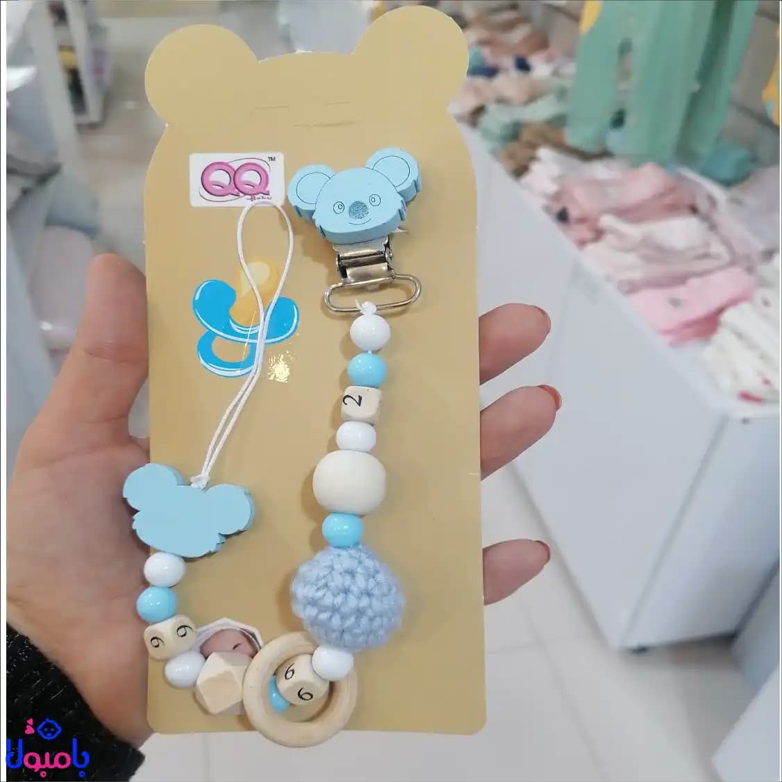 زنجیر پستانک چوبی کیو کیو طرح حیوانات — تصویر ۵