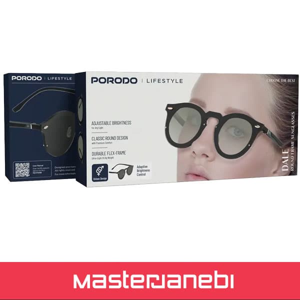 عینک هوشمند پرودو PDLFST5201BK Porodo Lifestyle Dale Round Frame Sunglasses — تصویر ۴