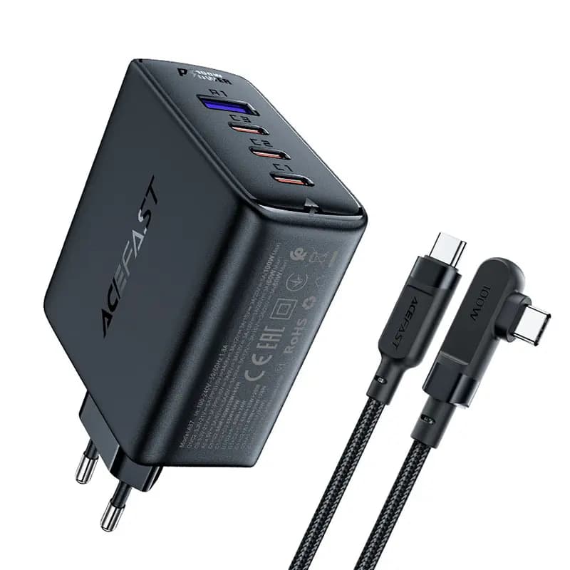 شارژر دیواری ایس فست ACEFAST A37 PD100W GaN Fast Charger توان 100 وات همراه با کابل — تصویر ۸