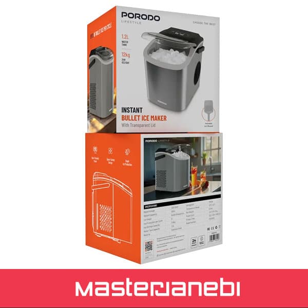 PDHZB12SL دستگاه یخ ساز پورودو Porodo Lifestyle Instant Bullet Ice Maker — تصویر ۳