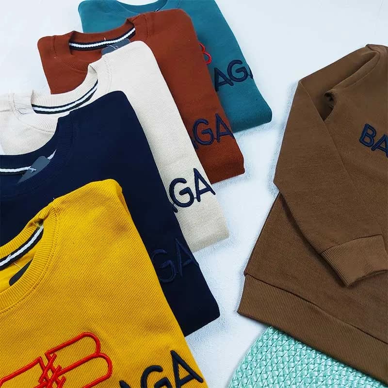 بلوز پسرانه یقه گرد طرح BALENCIAGA پارچه پنبه کبریتی — تصویر ۳