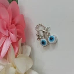 گوشواره نقره نگین چشم آبی ظریف کد 609 — تصویر ۲