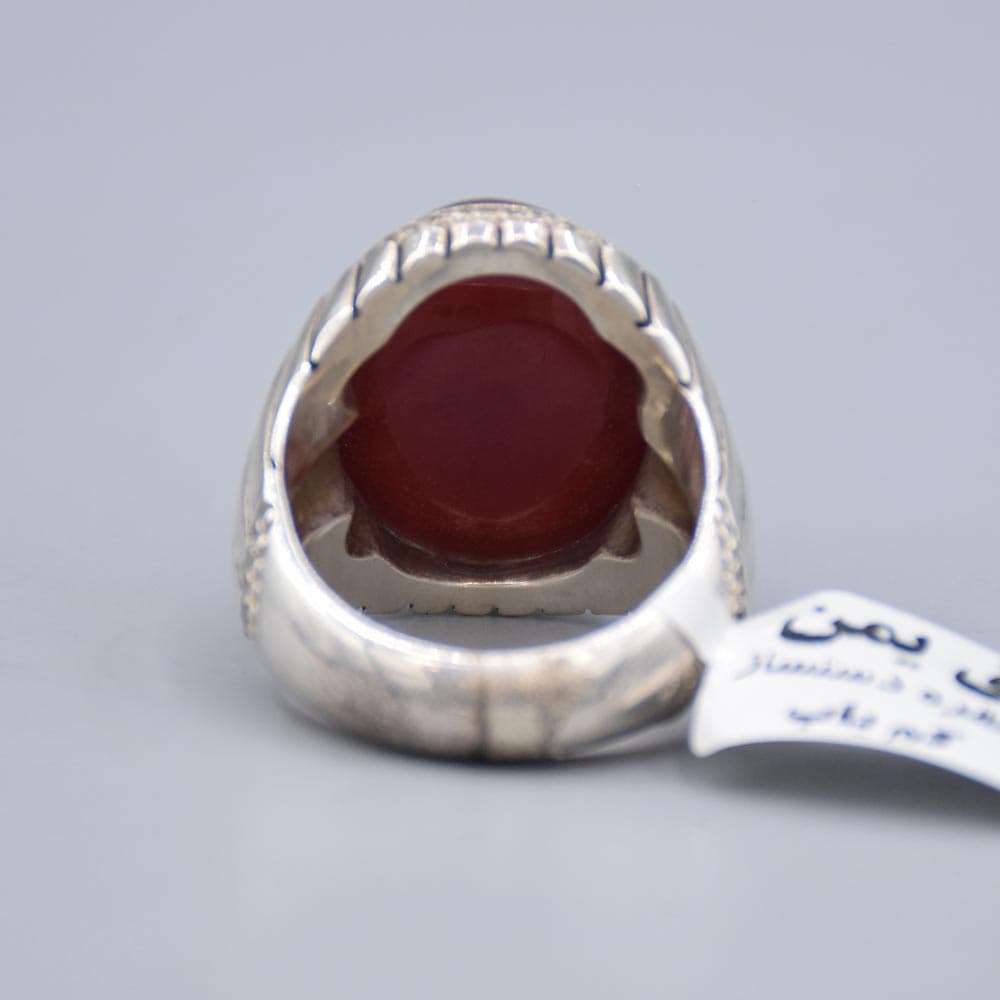 انگشتر عقیق یمنی خاص و خوشرنگ با تراش دامله مردانه «کد 5983» — تصویر ۴