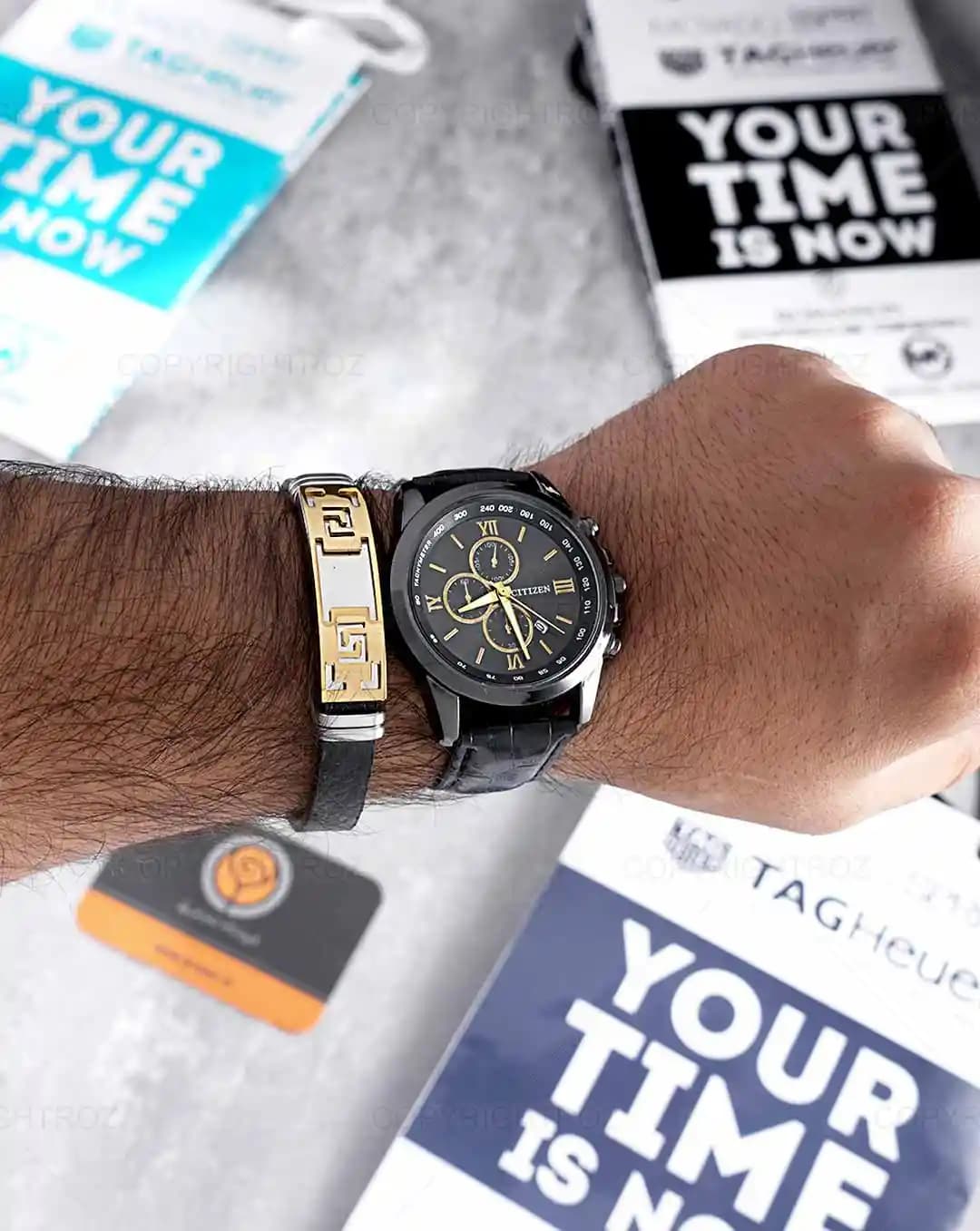 ست ساعت مچی و دستبند مردانه سیتیزن CITIZEN مدل 1602 — تصویر ۳