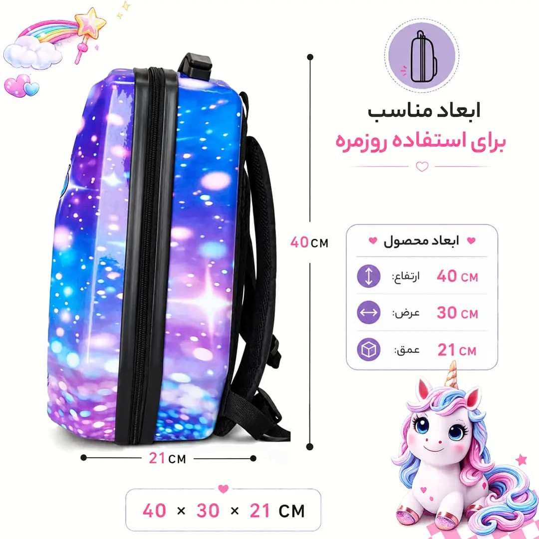کوله پشتی مدرسه مارینوکس مارول طرح اسب تک شاخ — تصویر ۵