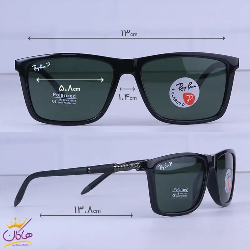 عینک آفتابی مردانه ری بن پلاریزه شیشه سبز RB 8012/2 — تصویر ۲