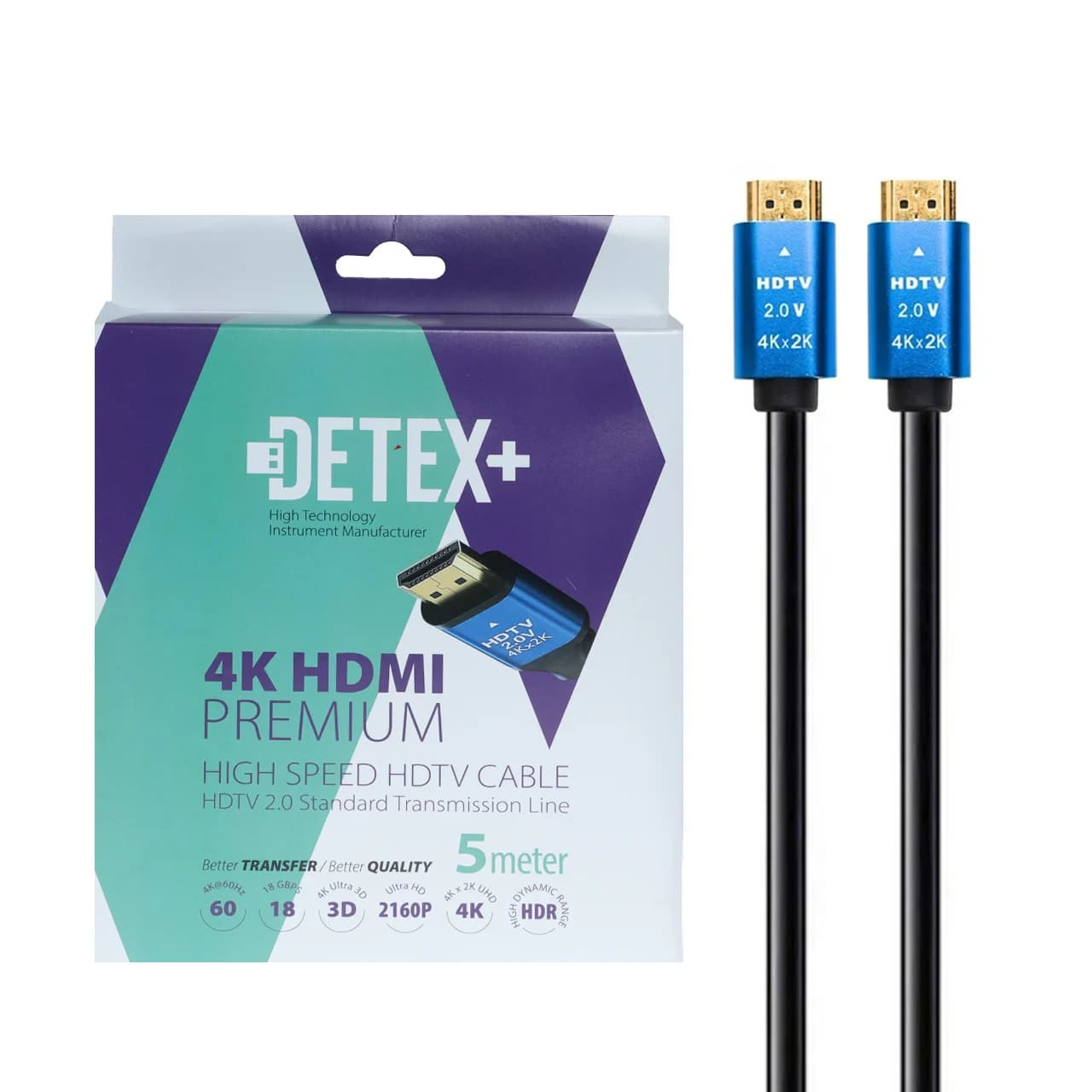 کابل 5 متری DETEX+ HDMI 4K – مشکی