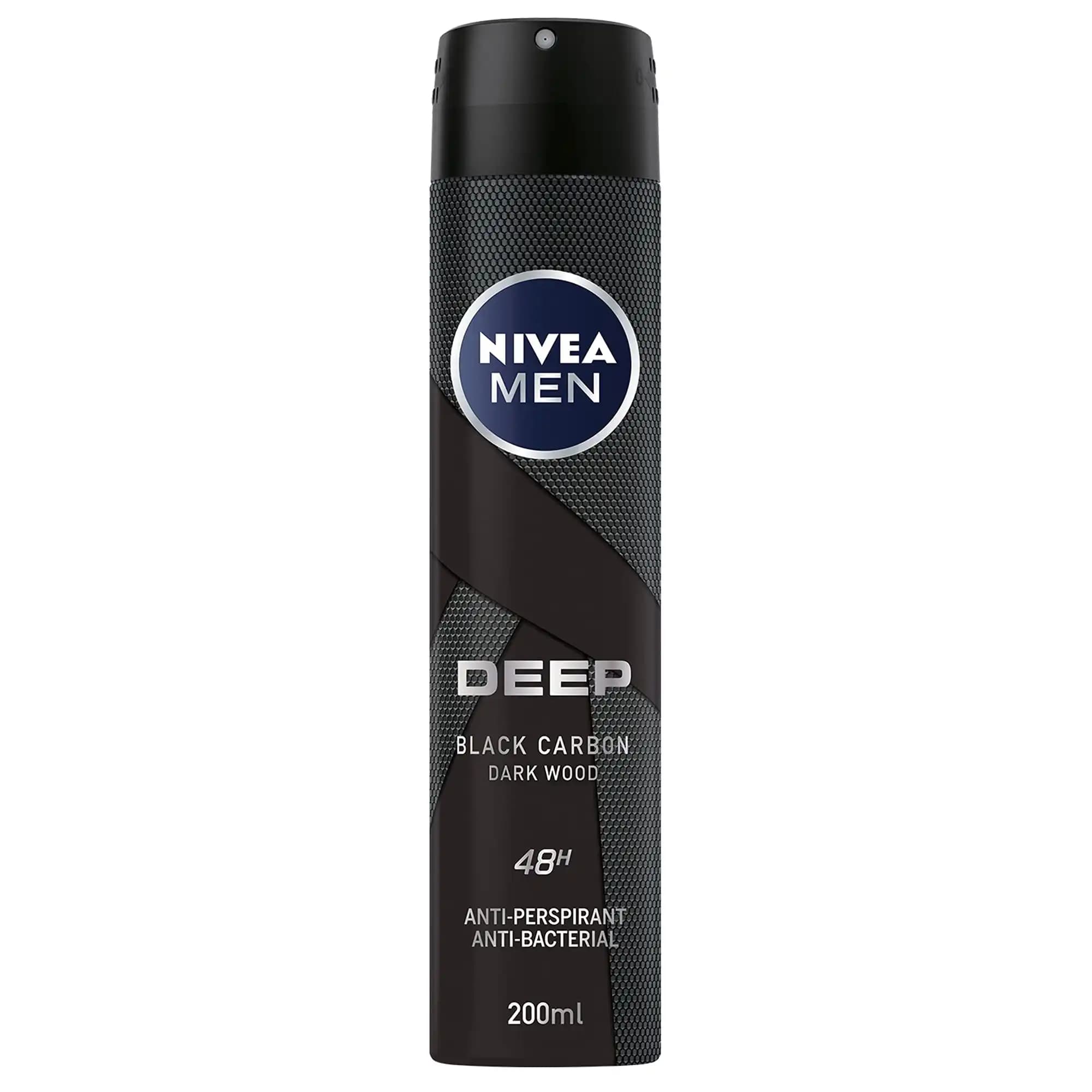اسپری ضد تعریق مردانه نیوآ مدل Deep Black Carbon Darkwood حجم 200 میل — تصویر ۴