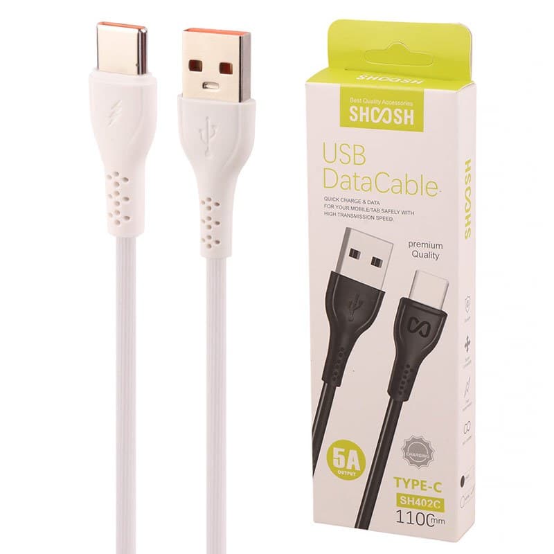 کابل فست شارژ Type-C برند Shoosh مدل SH402C 5A طول 1.1 متر
