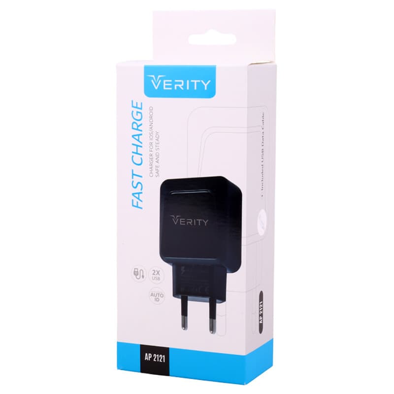شارژر دیواری وریتی دو پورت مدل AP 2121 2.1A 10.5W با کابل Micro-USB — تصویر ۲