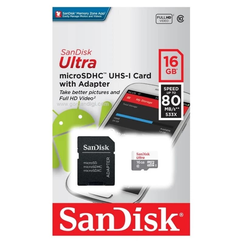 کارت حافظه microSDXC UHS-I سن دیسک همراه با آداپتور SD ظرفیت 16 گیگابایت — تصویر ۲
