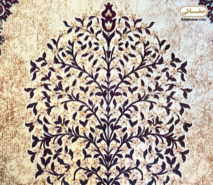 سجاده مدل قالیچه گل برجسته طرح درخت زرشکی — تصویر ۲