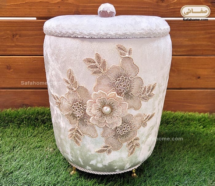 سرویس صندوقچه مخمل 5 تکه طرح گل برجسته کلارا شیری — تصویر ۶
