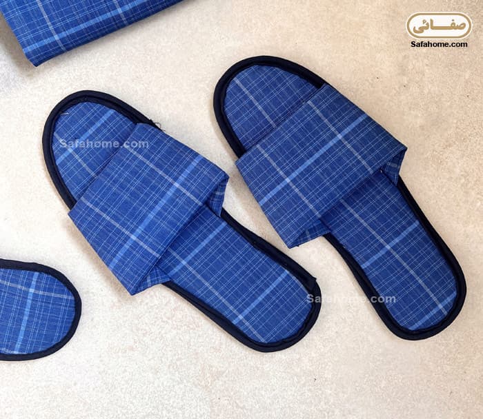 ست لباس خواب مردانه طرح چهارخانه آبی — تصویر ۳