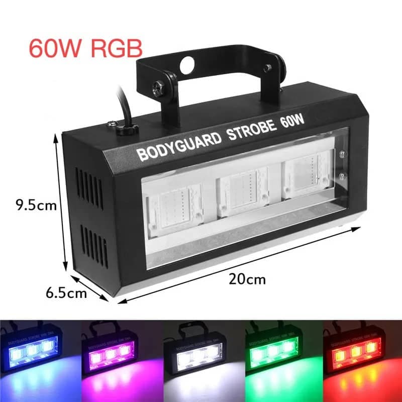 فلاشر رقص نور بادیگارد LED 60W RGB بدنه فلزی
