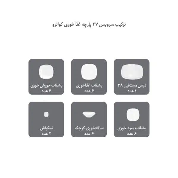 سرویس چینی زرین پیکره کواترو مدل ورنیکا 6 نفره 27 پارچه — تصویر ۵