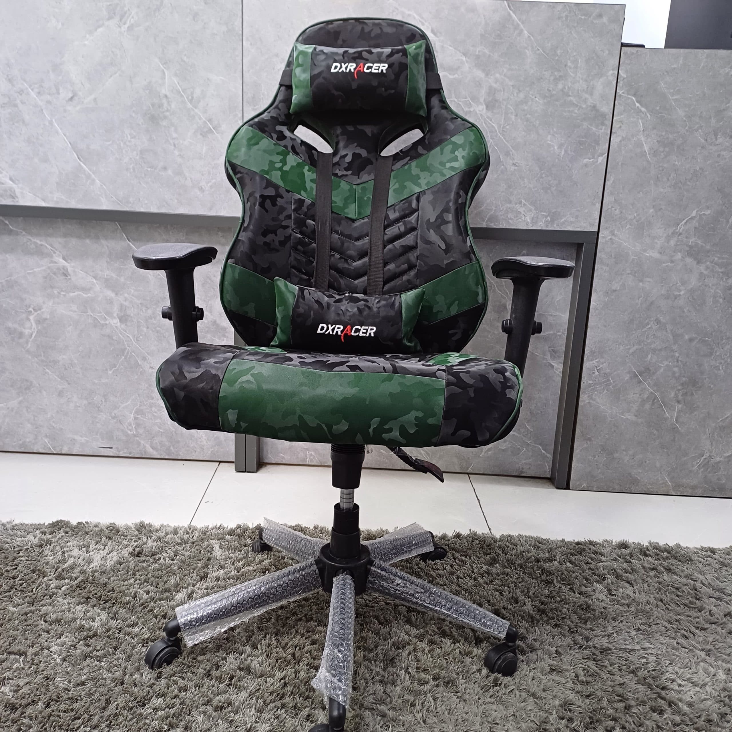 صندلی گیمینگ طرح DXRACER مدل چریکی مشکی سبز — تصویر ۵