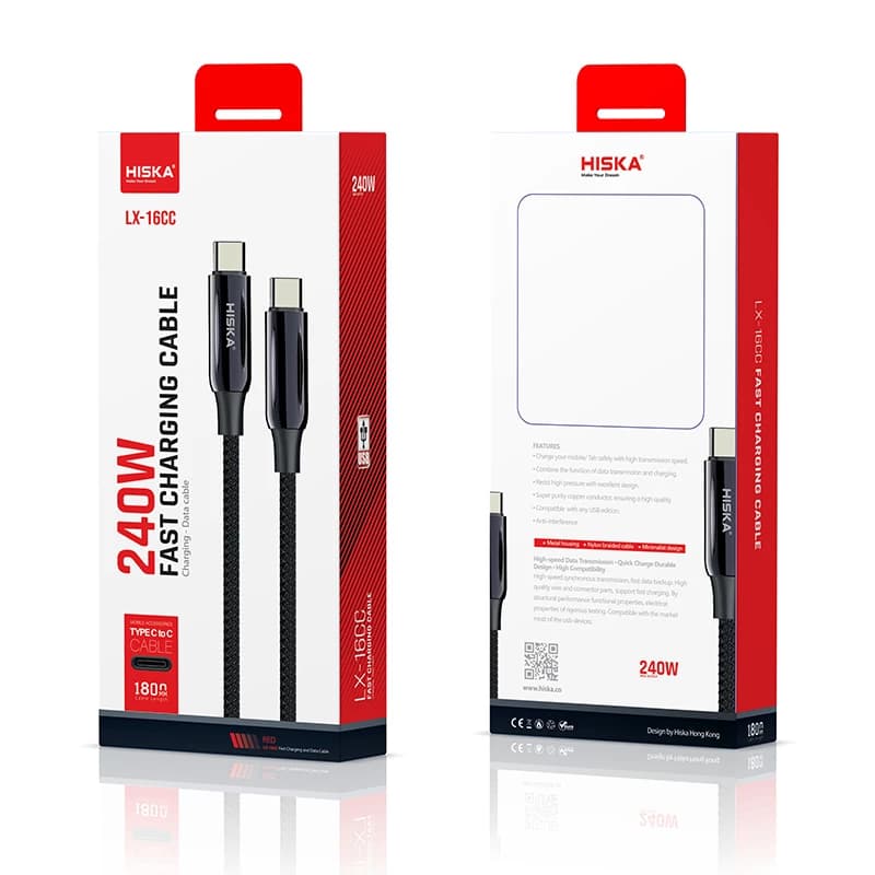 کابل تبدیل type-c هیسکا مدل LX-16CC طول 1.8 متر — تصویر ۳