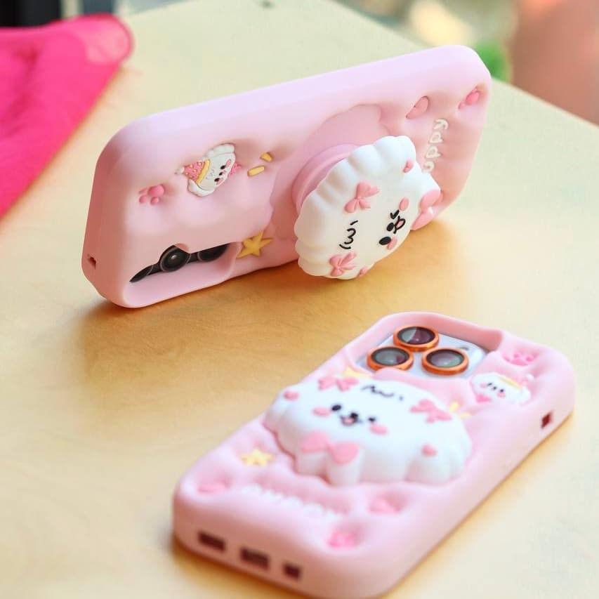 قاب puppy پاپ سوکتی صورتی (آیفون سامسونگ شیائومی) — تصویر ۴