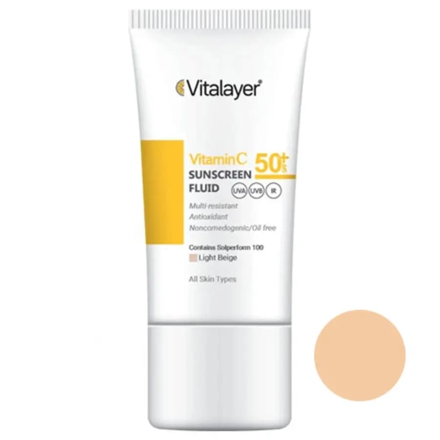 فلوئید ضد آفتاب رنگی لایت بژ ویتامین سی SPF50 ویتالیر