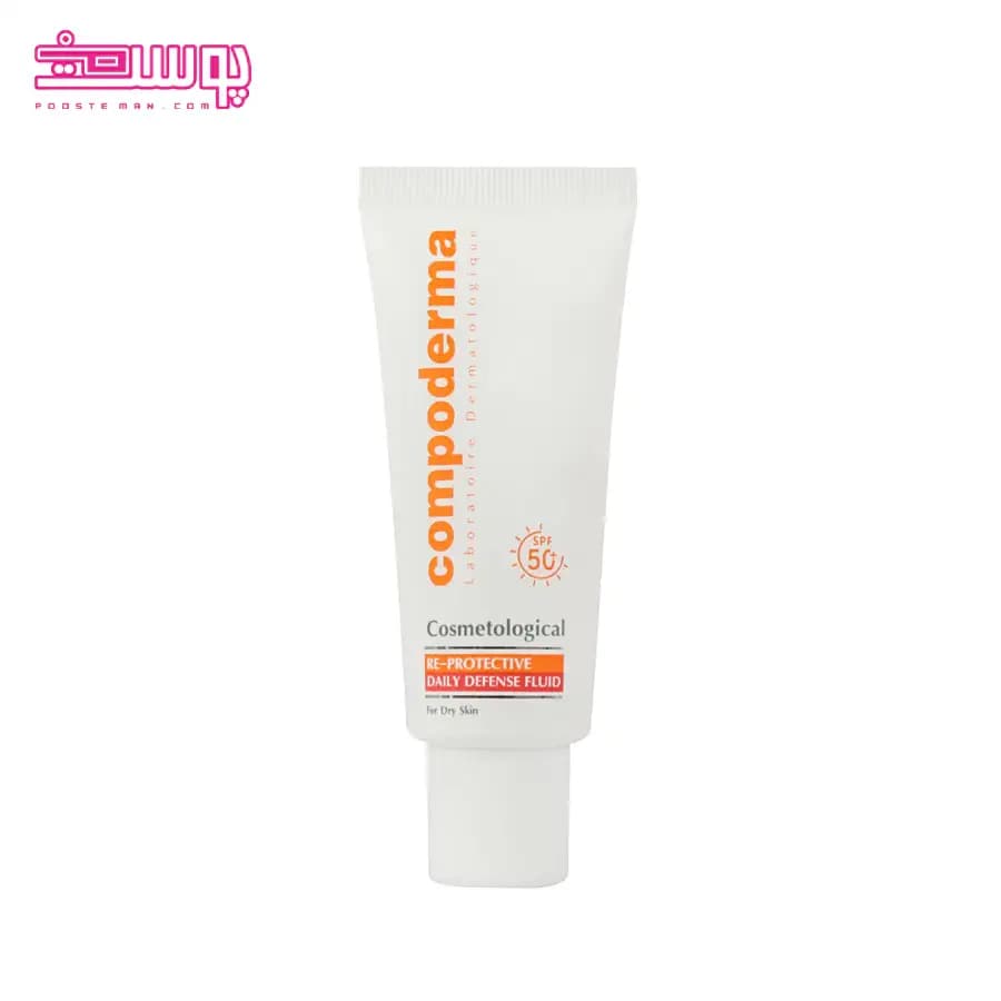 فلوئید ضد آفتاب SPF50 بی رنگ کامپودرما مدل Re Protective مناسب پوست خشک حجم 40 میلی لیتر — تصویر ۲