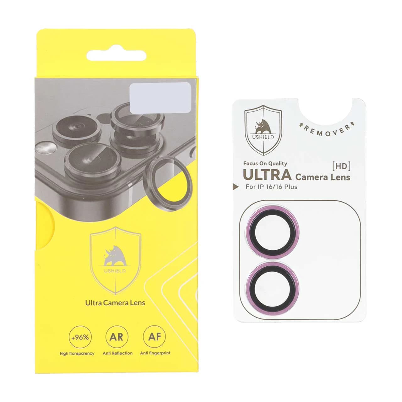 محافظ لنز رینگی اورجینال Ultra Camera Lens Ushield شابلون دار Apple iPhone 16 / iPhone 16 Plus — تصویر ۲