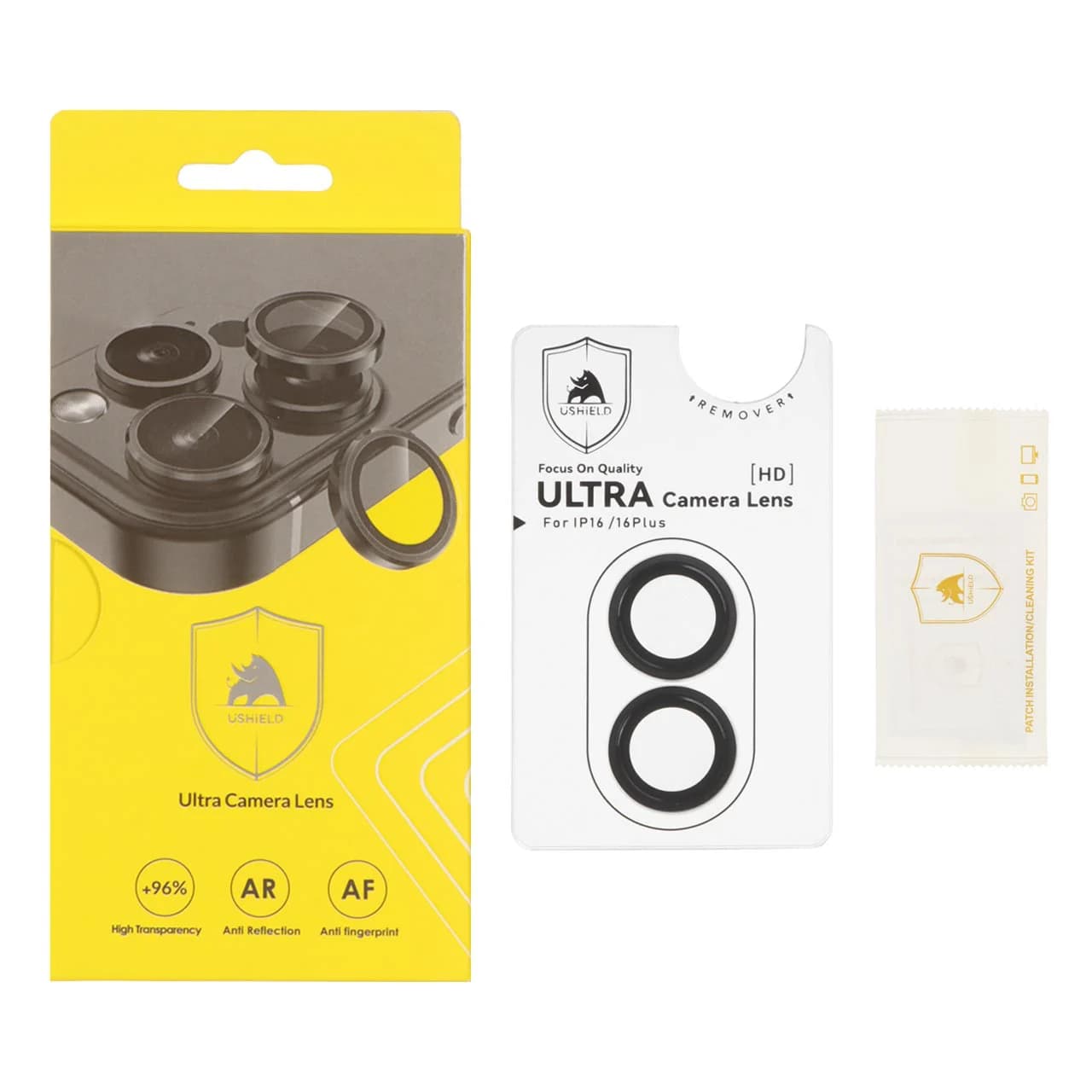 محافظ لنز رینگی اورجینال Ultra Camera Lens Ushield شابلون دار Apple iPhone 16 / iPhone 16 Plus — تصویر ۴