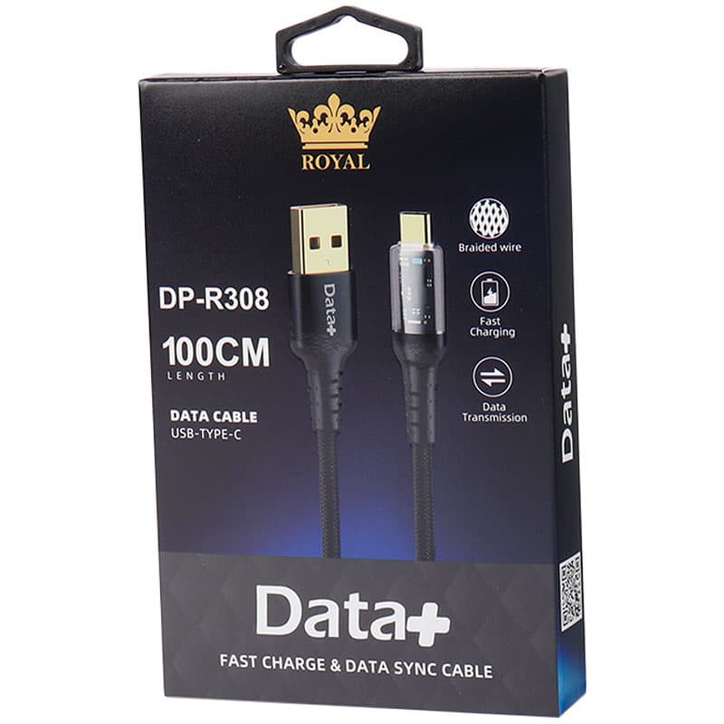 کابل تایپ سی فست شارژ 2.4 آمپر دیتا پلاس Royal DP-R308 طول 1 متر — تصویر ۴