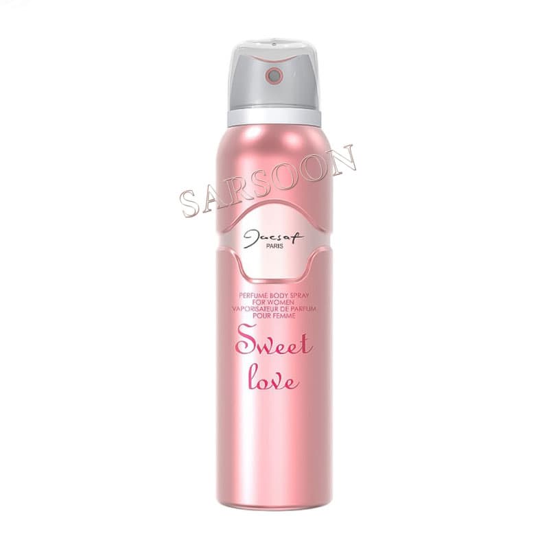 اسپری بدن سوییت لاو ژک سافJacsaf Sweet Love زنانه-حجم 150میل body spray jacsaf Sweet Love For Women ا body spray jacsaf Sweet Love For Women