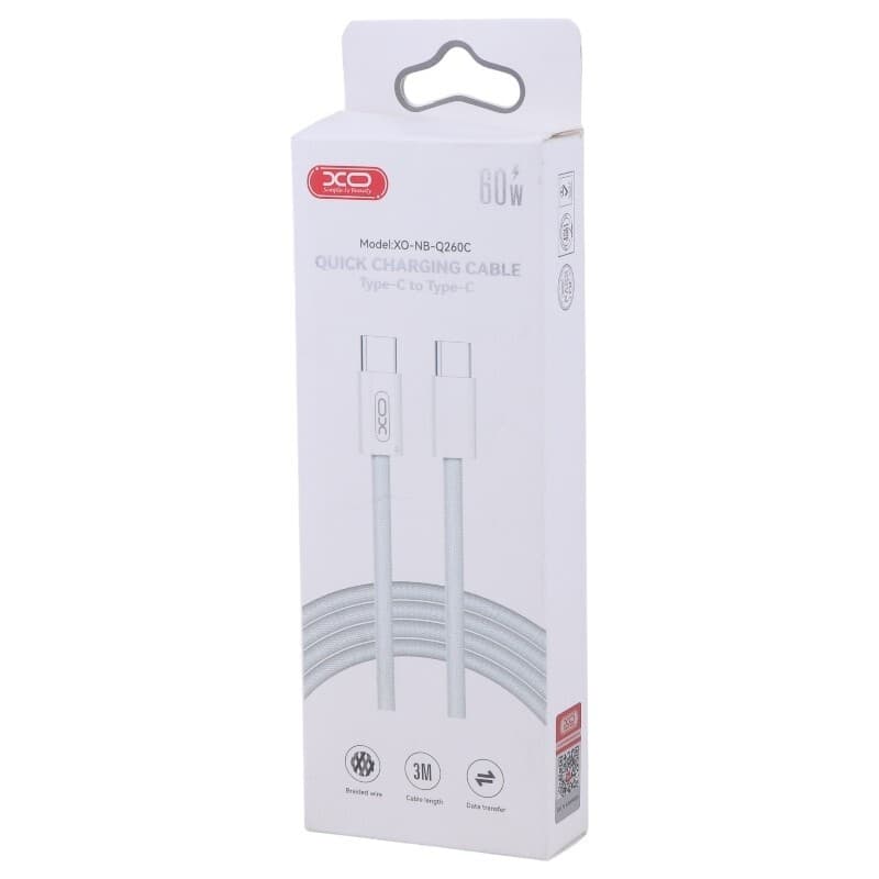 کابل دو سر تایپ سی فست شارژ 60 وات ایکس او XO-NB-Q260C طول 3 متر — تصویر ۵