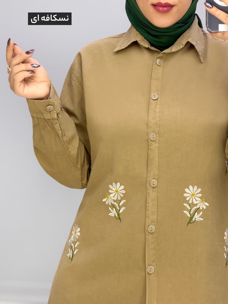 مانتو جلودکمه لینن مهفام کد 20145582 — تصویر ۲