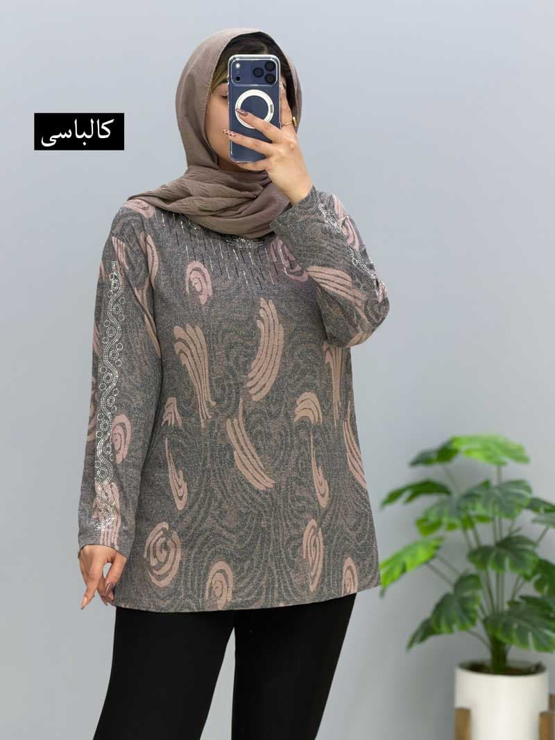 بلوز یقه گرد ویسکوز تانسو کد 207622 — تصویر ۷