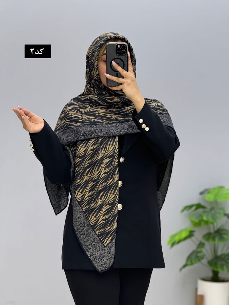 روسری قواره بزرگ نخی ژانیا کد207101 — تصویر ۲
