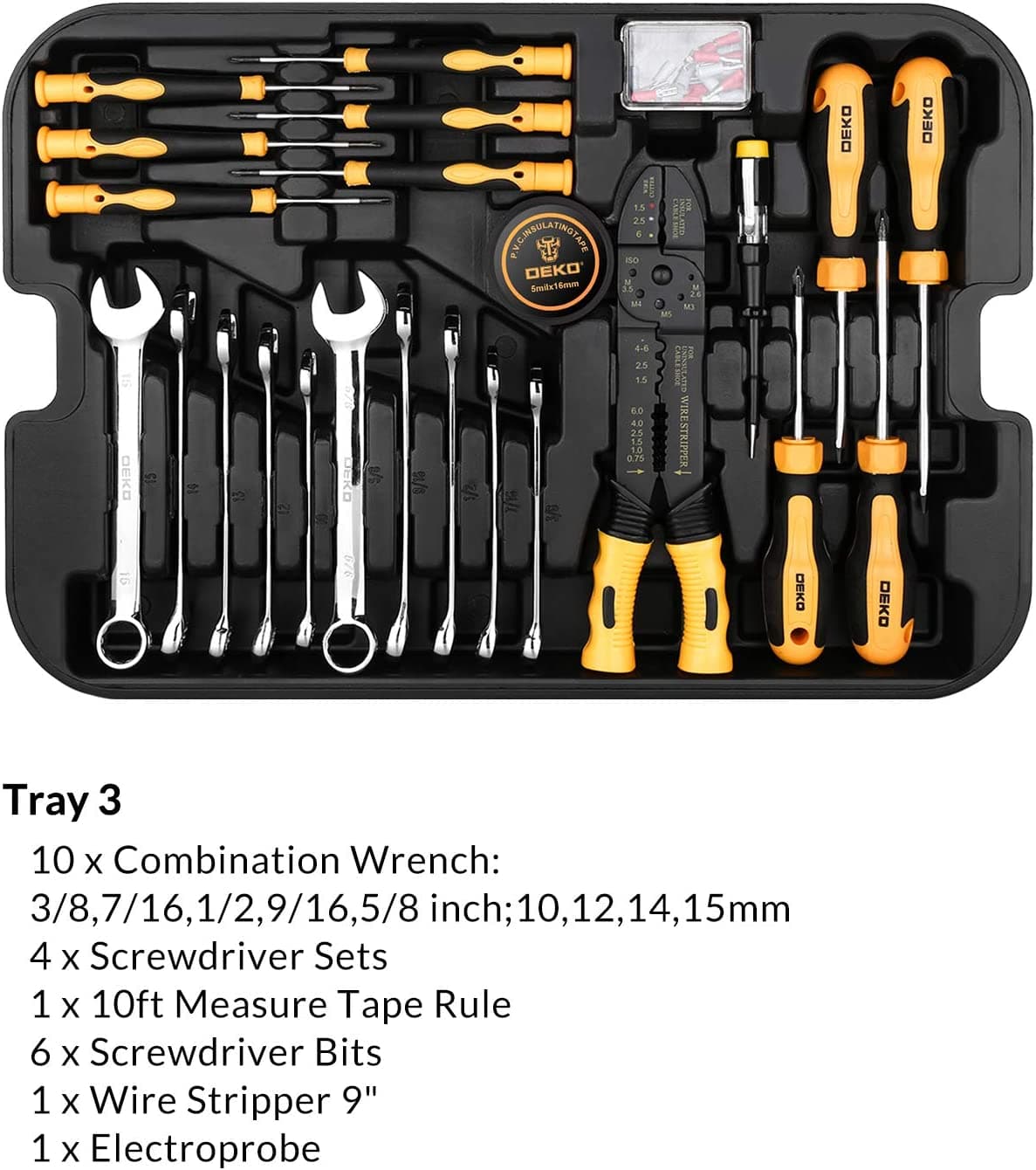 کیت ابزار دستی DEKOPRO 258 Piece Tool Kit with Rolling Tool Box — تصویر ۲