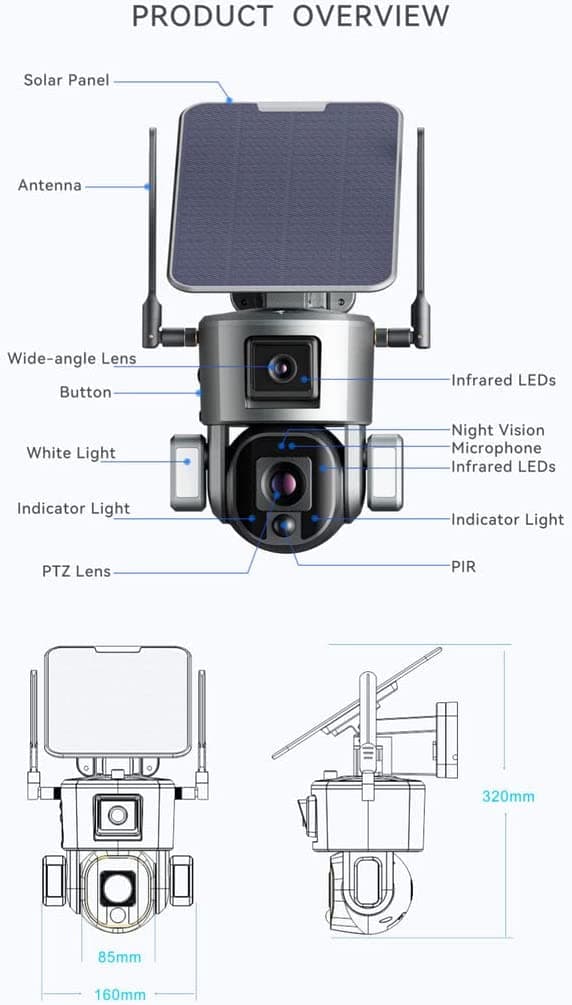 دوربین سیمکارت خور خورشیدی مدار بسته بی سیم CRONY D5 WiFi-4K-8MP Solar Dual Linkage Battery PT — تصویر ۴