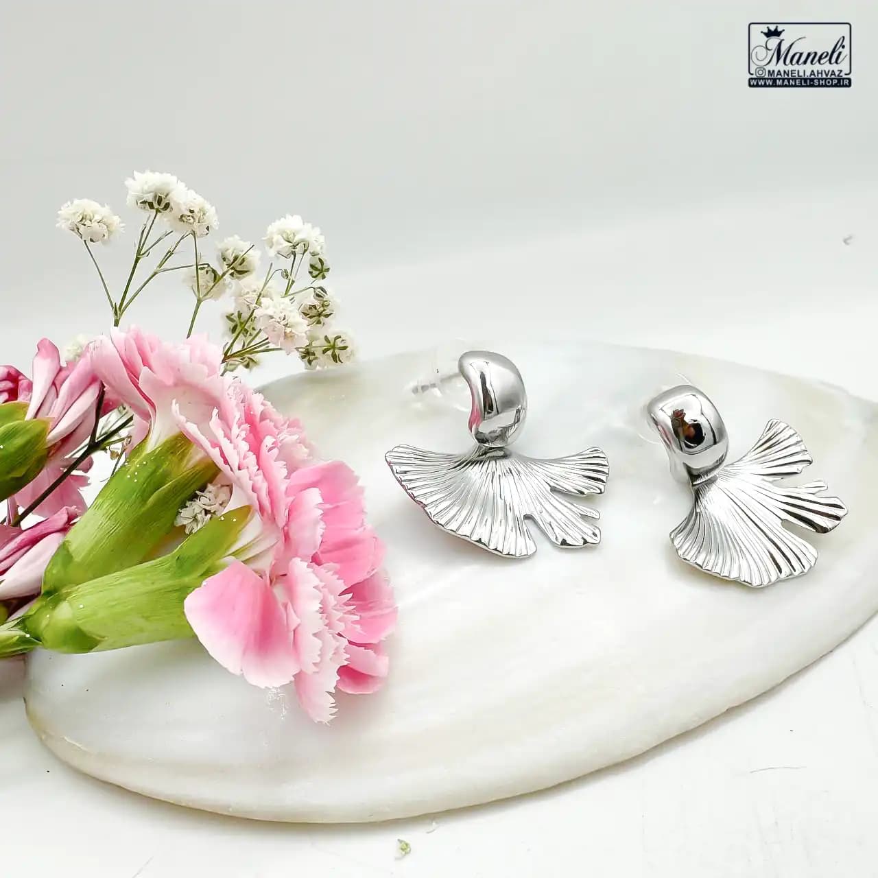 گوشواره طرح صدف طلایی و نقره ای | استیل | رنگ ثابت 14030572 — تصویر ۷