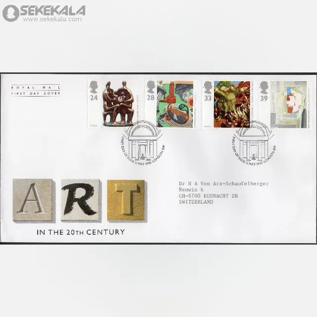 پاکت پستی مهر روز یادبودی هنر بریتانیا 1993 (Royal Mail)