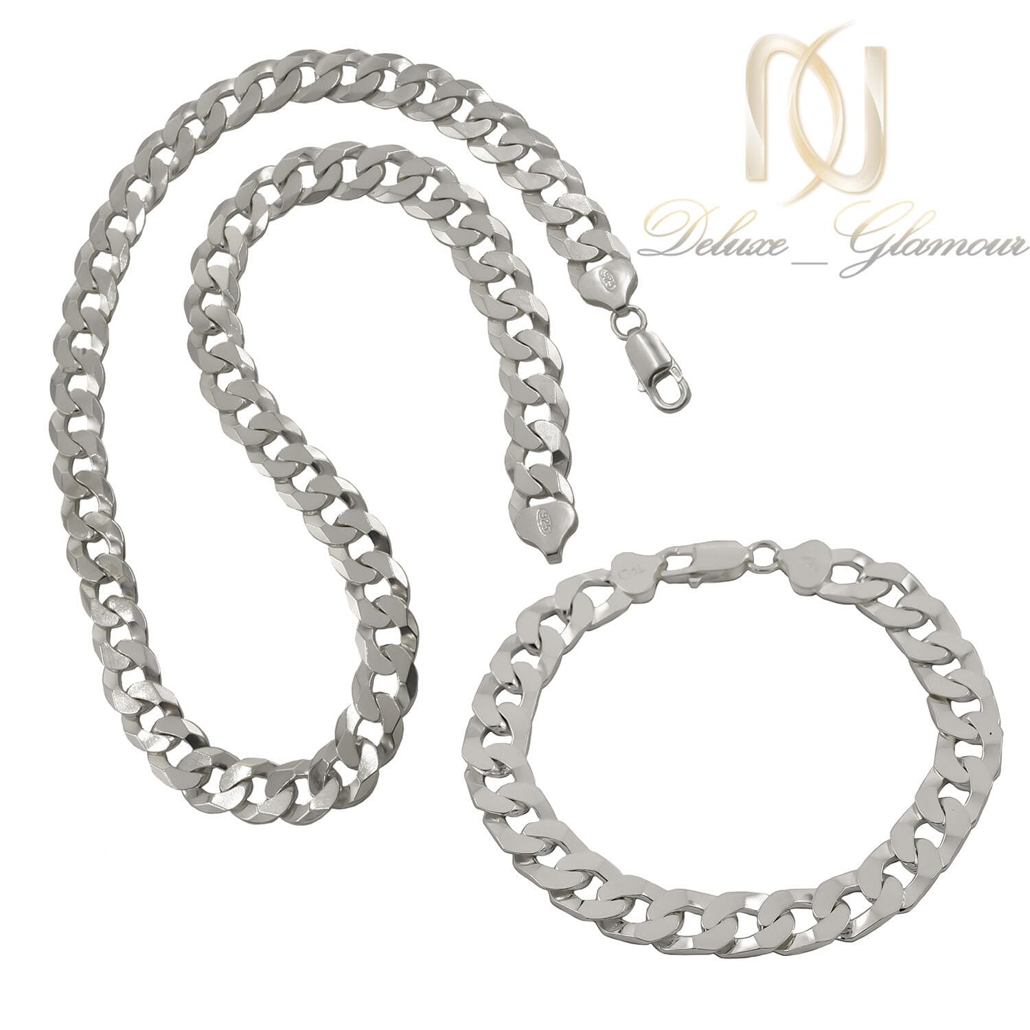 ست دستبند و زنجیر پسرانه استیل طلایی رنگ ثابت ce-n126 — تصویر ۳