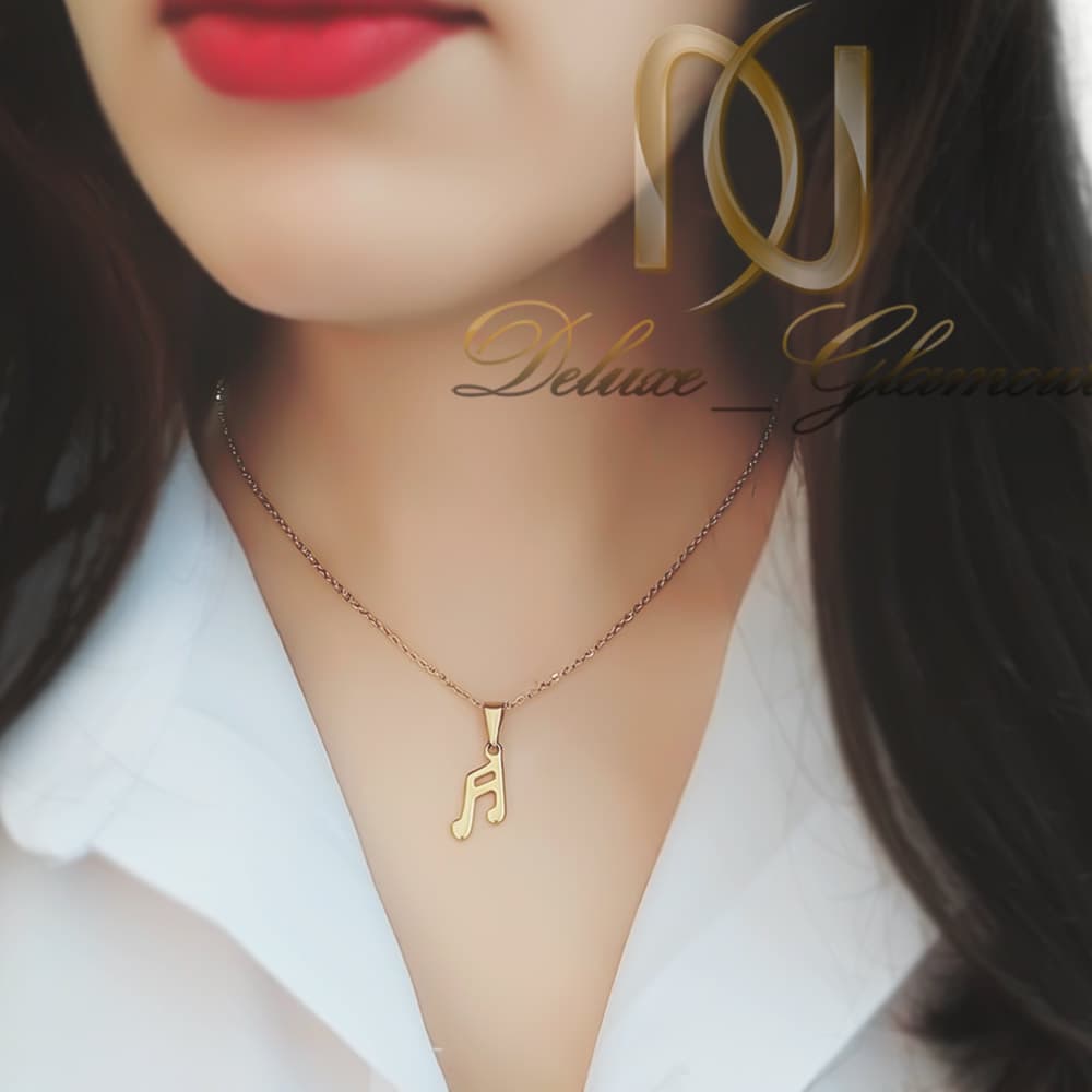 گردنبند نت موسیقی استیل طلایی ظریف ne-n135 — تصویر ۳