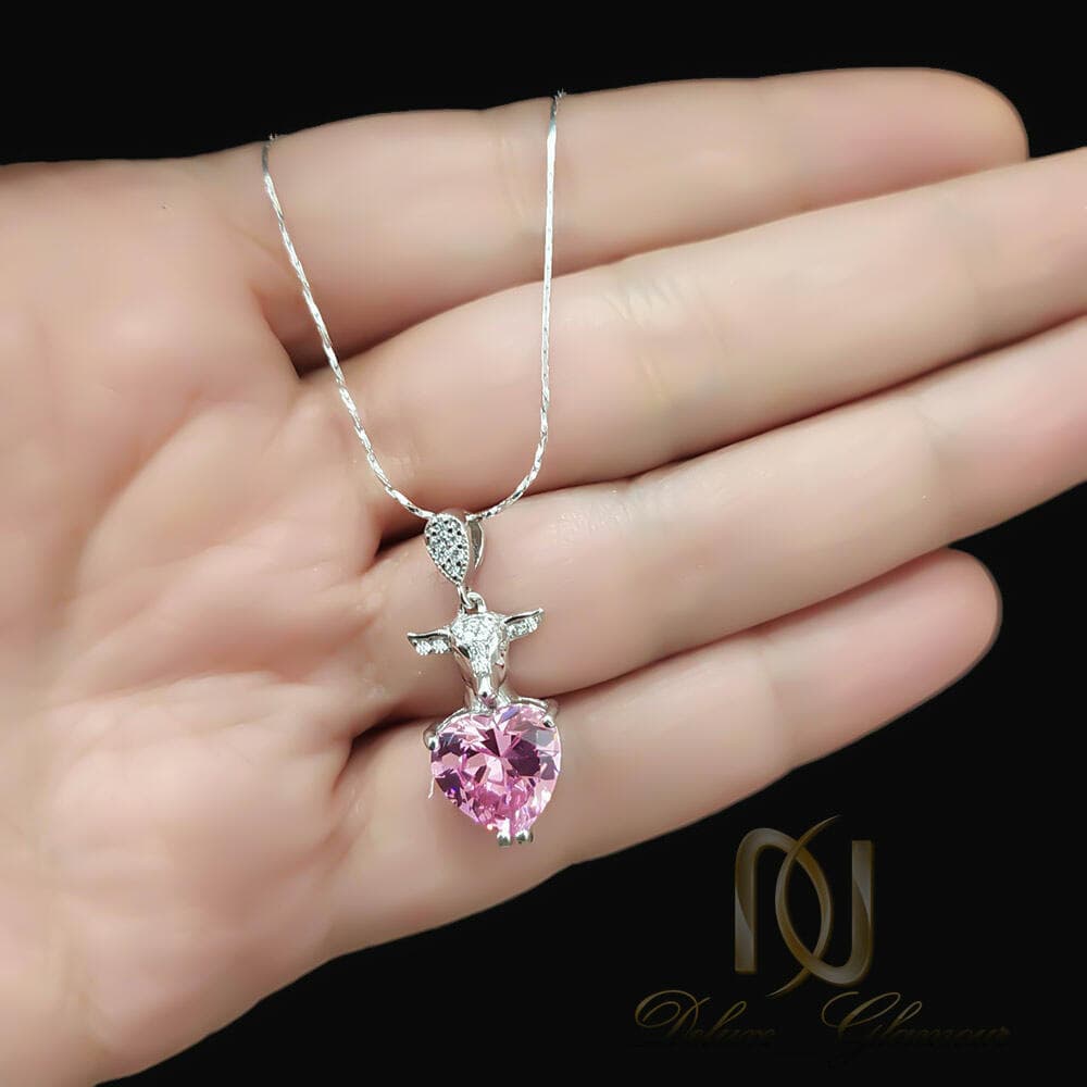 گردنبند نقره جواهری طرح قلب آهو nw-n914 — تصویر ۳