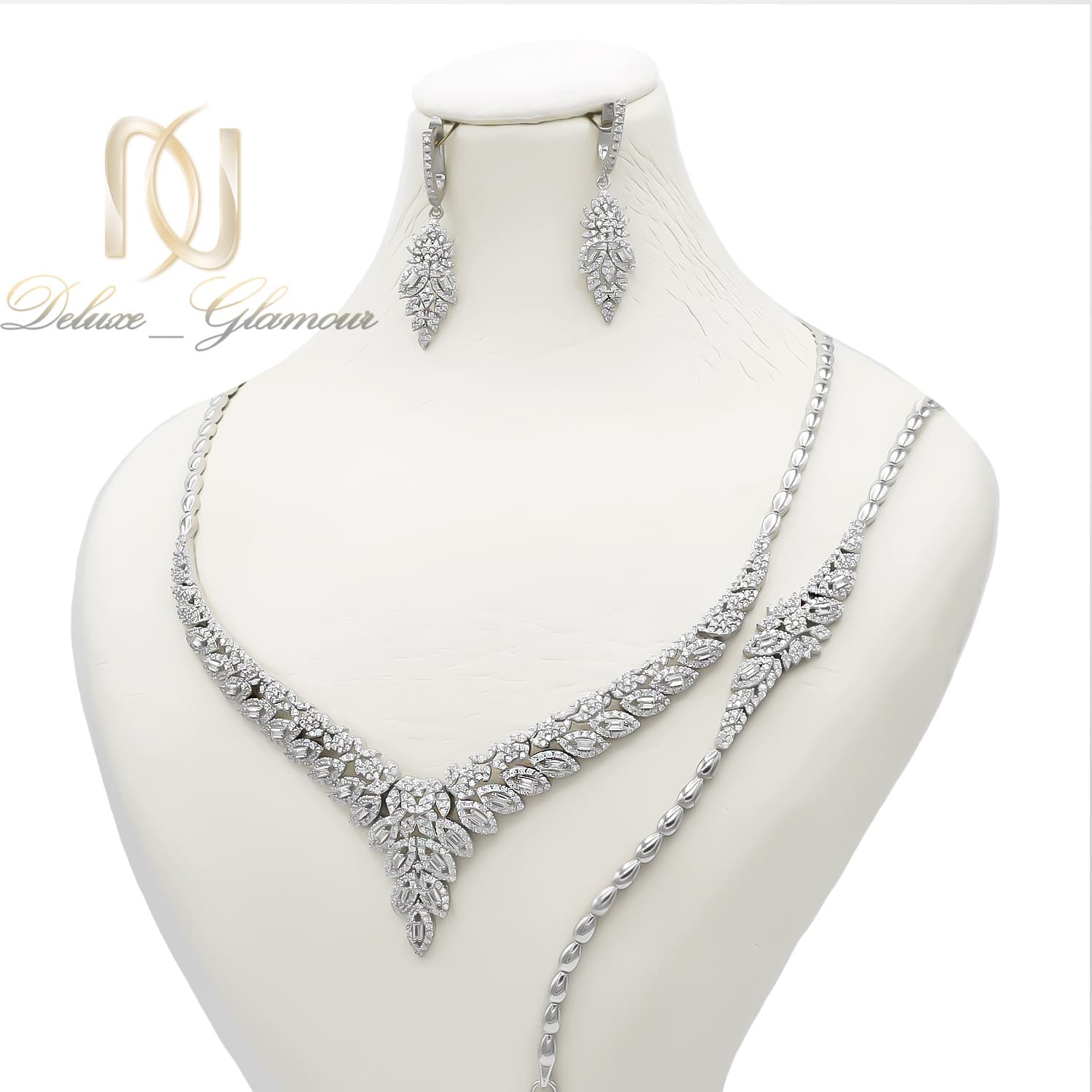 سرویس نقره شیک زنانه نگین دار طرح جدید مشابه طلا ce-n192